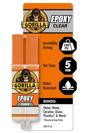 Gorilla 2 Part Epoxy, Clear Epoxy, 0.85 Ounce Syringe (Pack of 1) - 5 Minute Set, Incredibly Strong Bonding