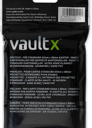 Vault X Exact Fit Trading Card Sleeves, Soft, High Clarity, Perfect Fit Inner Sleeves, Collectible Card Games, Sports, TCG (500 Pack)