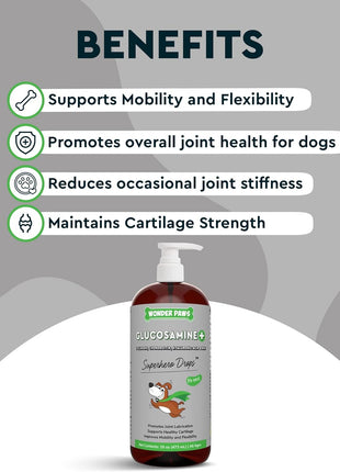 Liquid Glucosamine Drops Plus Milk Thistle Drops - for Dog Joint Health, Mobility Support, Liver, Detox & Overall Wellness – Liquid Glucosamine 16 Ounces - Milk Thistle 2 Ounces