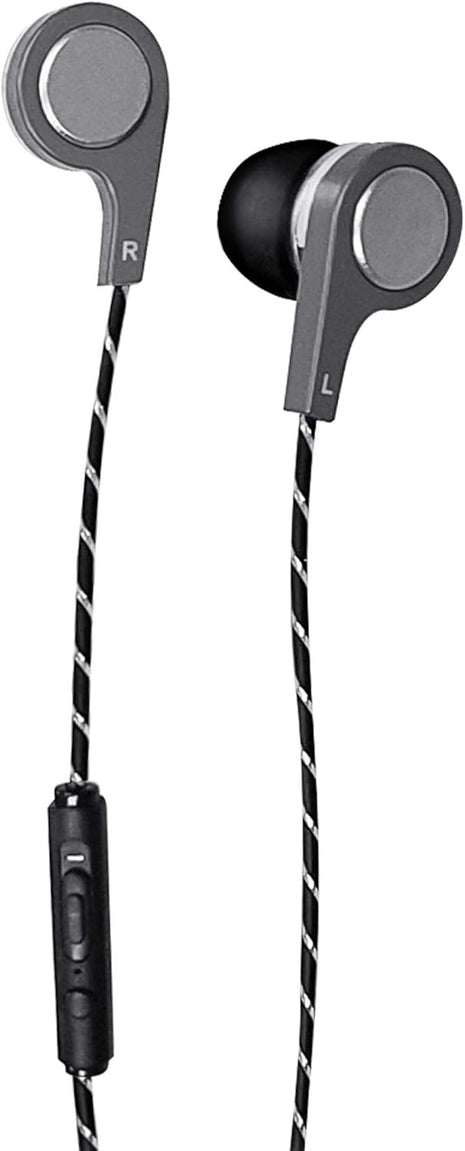 Maxell Bass 13 Metallic Earbuds with Microphone, 4 Ft Cord, Silver | Dynamic heavy bass with crystal clear highs & mids - soft rubberized on-ear design, inline volume control