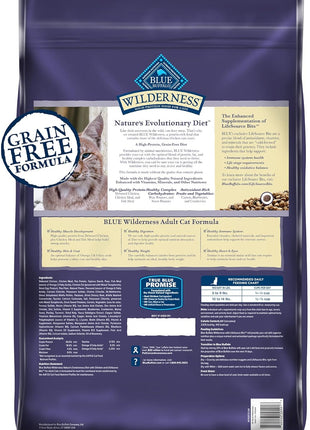 Blue Buffalo Wilderness Natural Adult Dry Cat Food, High-Protein and Grain-Free Diet, Supports Healthy Muscle Development and a Healthy Immune System, Chicken, 12-lb. Bag