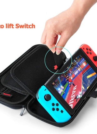 Deruitu Switch Carrying Case Compatible with Nintendo Switch/Switch OLED - Fit AC Charger Adapter - with 20 Game Cartridges Hard Shell Travel Switch Pouch for Console & Accessories