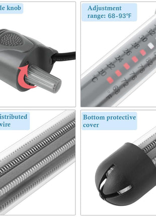 HITOP 25W 50W 100W 200W 300W Adjustable Aquarium Heater, Submersible Fish Tank Heater Thermostat with Suction Cup (50W)