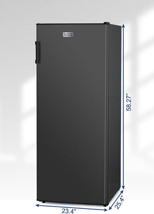BLACK+DECKER 8.5 Cu. Ft. Upright Freezer, BUF850LB, Black | Stand Up Freezer with Mechanical Temperature Control, Includes 3 Shelves and 4 Door Bins, Manual Defrost, R600a Refrigerant