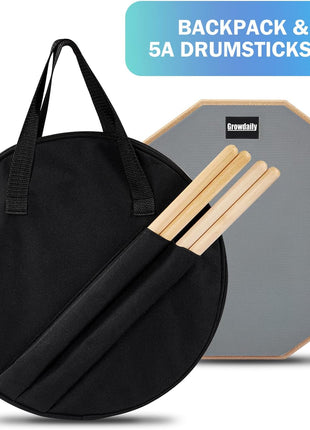 Drum Practice Pad for drumming drum pad and sticks 12 In,Sided With 2 Pairs/4 Maple 5A Drum Sticks & Storage Bag(Gray)