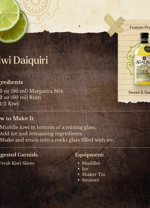 Agalima Authentic Organic Margarita Drink Mix, All Natural, 1 Liter (33.8 Fl Oz) Glass Bottle