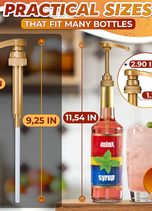 4 Pcs Coffee Syrup Pump Dispenser - Works as Skinny and Torani Syrup Pump - Fits Various 25.4 oz Bottles, Precise Dispensing 0.3oz & Lockable Design, Easy to Use & Clean, Ideal for Liquids