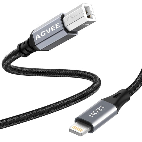 AGVEE 5ft Lightning MIDI Cable, 8 Pin to USB-B Cord | For iPhone iPad iOS Devices to Electronic Music Instrument, Piano, Midi Controller, Midi Keyboard, Audio Interface Recording,