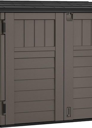 Suncast Outdoor Storage Shed for Backyard and Garden, Horizontal, 4' x 2.5', Stoney Grey - Portable Utility Deck and Cabinet for Tools, Equipment, and Garbage