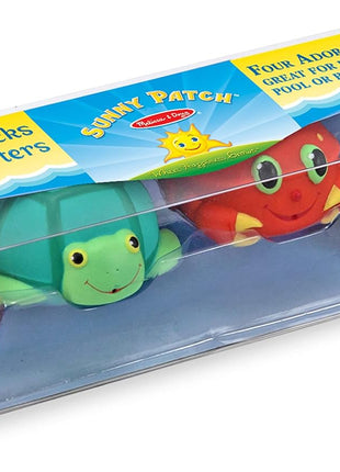 Melissa & Doug Sunny Patch Seaside Sidekicks Squirters with 4 Squeeze-and-Squirt Animals - Water Toys for Kids