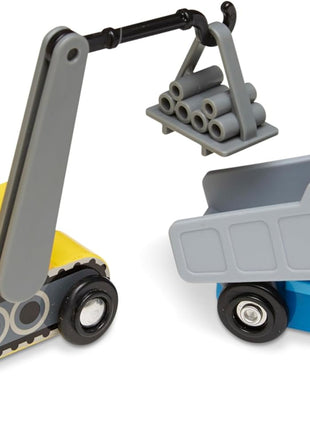 Melissa and Doug MD3180 Wooden Construction Site Vehicles Set (8 Pieces)