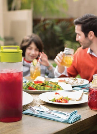 Takeya Flash Chill Iced Tea Maker   Airtight & Durable Iced Tea Maker Jug with Silicone Carry Handle   Leak Proof & Lightweight Tea Infuser with Patented Flash Chill Technology   2 Quart, Blueberry