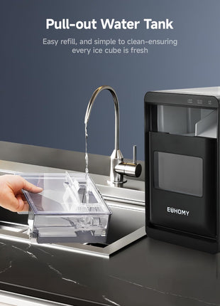 EUHOMY Nugget Ice Maker Countertop, 44Lbs/24H Pebble Ice Maker Machine, Self-Cleaning Pellet Ice Machine with Ice Scoop&Basket, Sonic Countertop Ice Machine for Home/Kitchen/Office(Black)