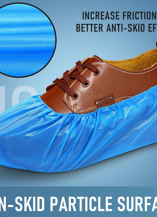 Buself Shoe Covers Disposable Non Slip - Pack of 100 (50 Pairs), Premium Waterproof and Recyclable Shoe Booties Covers for Indoors, Fits Up To 11 US Men and 13 US Women Size