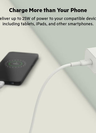 Belkin 25W Compact USB C Charger Block, Fast Charging for Travel | Power Delivery PPS Super Fast Charging, iPhone 17, Air, Pro, AirPods, Samsung Galaxy S25, iPad, Switch 2