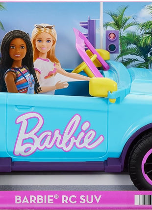 Hot Wheels Barbie RC SUV & Stickers, Can Hold & Store 2 Barbie Dolls & Accessories, Kid-Applied Stickers for Customization