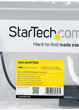 StarTech.com Micro HDMI® to VGA Adapter Converter for Smartphones / Ultrabook / Tablet - 1920x1080 - Micro HDMI Male to VGA Female (MCHD2VGAE2)