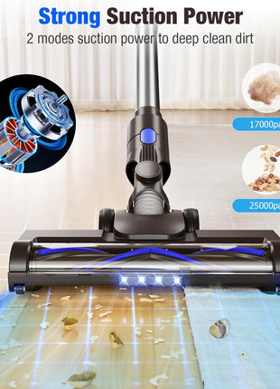 AIRDIYA Cordless Vacuum Cleaner, Super Power Suction Stick Vacuum Cleaners with 2200 mAh Battery,8-in-1 Lightweight Self-Standing, 35 Mins Runtime for Home Low-Pile Carpet Pet Hair