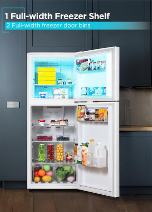 BLACK+DECKER 12.1 Cu. Ft. Top Mount Refrigerator, BR1210HW, White | 2 Door Refrigerator with Top Freezer and Adjustable Temperature Control, Full Size for Homes and Apartments, Energy Star
