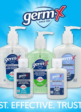 Germ-X Advanced Hand Sanitizer, 34 Fl Oz (1 Liter), Less Drying Moisturizing Clear Gel, No Rinse Formula, Large Family Size Pump Bottle