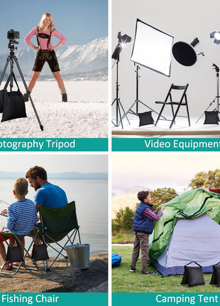 Aimosen 4 Packs Sandbags Weight Bags for Light Stand Photography Video Equipment, Heavy Duty Saddlebag for Backdrop Stand, Photo Tripod, Canopy, Pop up Tent, Umbrella Base, Fishing Chair, Picnic Table