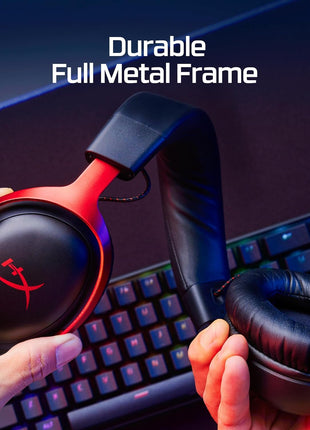 HyperX Cloud III 鈥?Wired Gaming Headset, PC, PS5, Xbox Series X|S, Angled 53mm Drivers, DTS Spatial Audio, Memory Foam, Durable Frame, Ultra-Clear 10mm Mic, USB-C, USB-A, 3.5mm 鈥?Black/Red