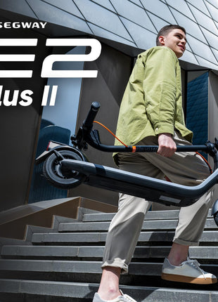 Segway Ninebot E2 Plus II/E2 Pro/E3 Pro Electric Scooter, 15.5–20 MPH, Long Range, Dual Elastomer Suspension (E3 Pro only), Foldable Adult Scooter, UL 2272 & 2271 Certified