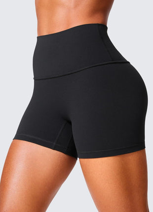 CRZ YOGA Secretsculpt Womens Butterlift High Waist Scrunch Butt Biker Shorts 4 Inches - No Front Seam Workout Gym Booty Black Medium