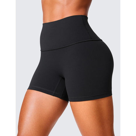 CRZ YOGA Secretsculpt Womens Butterlift High Waist Scrunch Butt Biker Shorts 4 Inches - No Front Seam Workout Gym Booty Black Medium