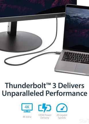 StarTech.com 2m (6.6ft) Passive Thunderbolt 3 Cable, 20Gbps, 100W PD, 4K Video, Thunderbolt Cable, Compatible with USB4/DP Alt Mode, Thunderbolt 4, USB 3.2/Type-C (TBLT3MM2M)