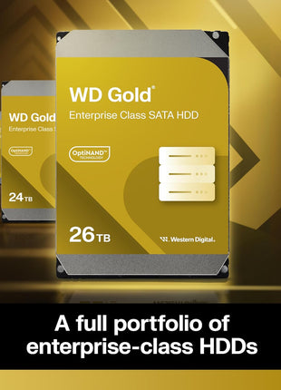 Western Digital 24TB WD Gold Enterprise Class SATA Internal Hard Drive HDD - 7200 RPM, SATA 6 Gb/s, 512 MB Cache, 3.5 inch - WD242KRYZ