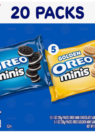 Oreo Mini Mix Sandwich Cookies Variety Pack, 20 Snack Packs | Individually Wrapped, Always made with Real Cocoa, Certified Kosher