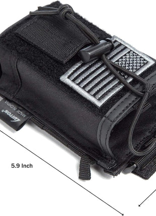 Tactical Molle Radio Holster Holder Case Military Heavy Duty Pouch Bag for Two Ways Walkie Talkies Adjustable Storage with 1 Pack Patch