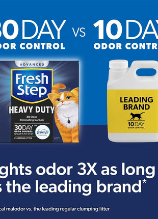 Fresh Step Clumping Cat Litter, Heavy Duty Advanced, Long Lasting 30-Day Odor Control with Odor Eliminating Carbon, 17.5 lb