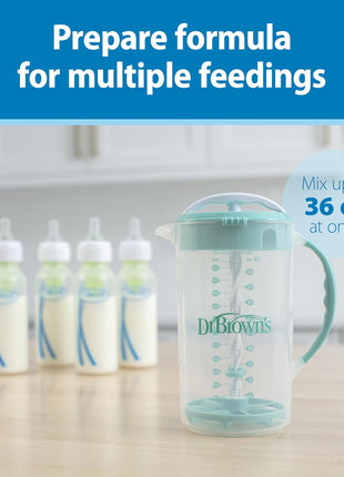 Dr. Brown's Baby Formula Mixing Pitcher with Adjustable Stopper, Locking Lid & No Drip Spout, Black, BPA Free, 36oz, 1 Pack