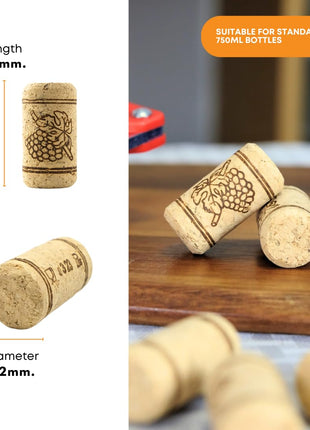 FastRack Bag of 100, #8 Straight Wine Corks for Wine Bottles | 1.73" x 0.87" (44 mm x 22 mm) Beige | Bottle Stoppers | Replacement Corks for Bottles – Reliable Fit and Consistent Seal