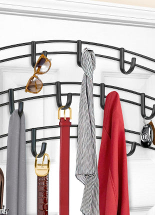 LYNK Professional® HomeTM Over the Door Hooks - 14 Hook – Over the Door Coat Rack - Over the Door Hanger - Hanging Towels or Clothes - Bathroom, Bedroom, Laundry Room - Lifetime Ltd. Warranty, Black