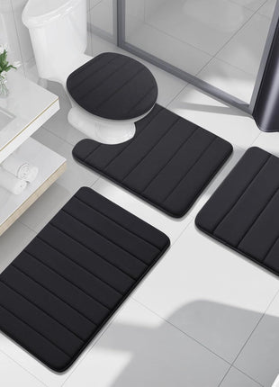 Buganda Memory Foam Bath Mat, 24 inch x 16 inch, Ultra Soft and Non Slip Bathroom Rugs, Water Absorbent and Machine Washable Bath Rug for Bathroom, Shower, and Tub, Black
