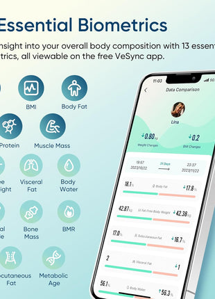 Etekcity Smart Scale for Body Weight, Bathroom Digital Weighing Scale with BMI, Body Fat, Muscle Mass, Accurate Bluetooth Home User Health Equipment Sync Apps