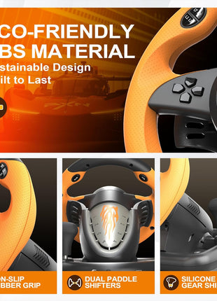 PXN V3 Pro Gaming Steering Wheel with Pedals | Dual Motor Vibration Feedback, Beginner Sim Racing Wheel for PC, PS4, Xbox Series S, Xbox Series X, Xbox One and Switch