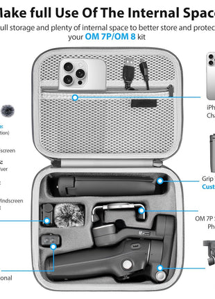 Osmo Mobile 7P Case,Portable PU Shoulder Bag for Dji OM 7 Pro/7 Gimbal Stabilizer Travel Case for DJI Osmo Mobile 7/7P Accessories