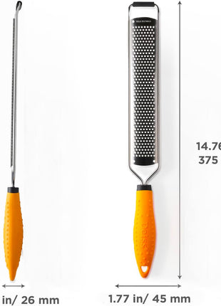 Deiss PRO Citrus Lemon Zester & Cheese Grater — Parmesan Cheese, Lemon, Ginger, Garlic, Nutmeg, Chocolate, Vegetables, Fruits - Razor-Sharp Stainless Steel Blade + Protect Cover - Dishwasher Safe