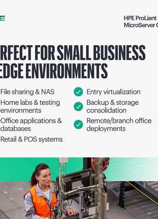 Hewlett Packard Enterprise ProLiant MicroServer Gen11 Tower Server, Intel Pentium Gold G7400 Processor, 16GB Memory, 1TB HDD Storage, External 180W US Power Supply (HPE Smart Choice P74439-005)