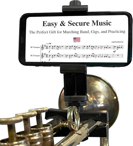 Gripophone Trumpet Phone Lyre - Securely Mount Your Phone to Your Horn, Easily Read Music from PDF, Take videos while playing, Made in USA!!