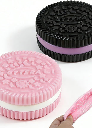 Gytera Sticky Cookie Squishies Fidget Toys Adults, Squeeze Toys Sensory Toys with Autism, Stress Balls for Adults Fidgets Birthday Gifts Party Favors (2 Pack Pink Black)