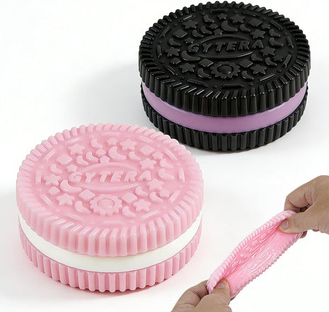 Gytera Sticky Cookie Squishies Fidget Toys Adults, Squeeze Toys Sensory Toys with Autism, Stress Balls for Adults Fidgets Birthday Gifts Party Favors (2 Pack Pink Black)