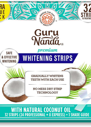 GuruNanda Teeth Whitening Strips   7 Day Treatment with Non Slip, Dry Strip Technology   Whitening Designed with Care for a Brighter Smile