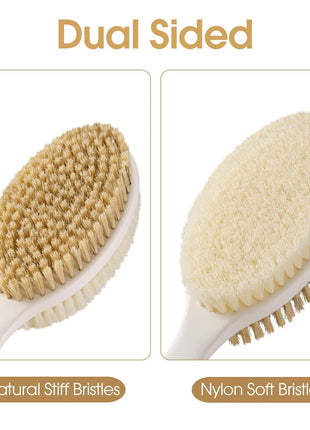 Backski Back Scrubber Anti Slip for Shower, Shower Brush Long Handle with Stiff and Soft Bristles, Body Exfoliator for Bath or Dry Brush(Blue)
