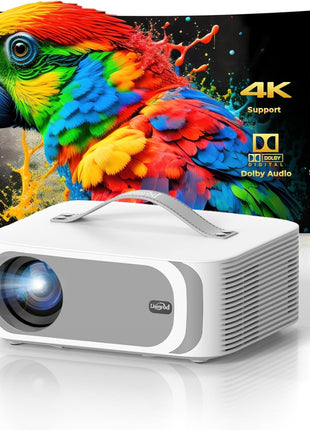 Outdoor-Projector [Official-Apps & 3000 Brightness & 50W Dolby Audio] 4K-Projector with WiFi and Bluetooth, AI Movin 2.0 OS Smart-Projector, AI Auto Focus, Lisowod Portable Proyector for Bedroom/Home