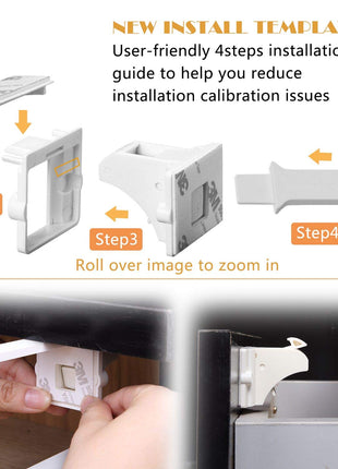 Vmaisi Adhesive Magnetic Cabinet Locks (12 Locks and 2 Keys) | Keeps dangerous things away from kids